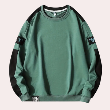Sweatshirt für Herren Langarm Rundhals Modernes Design mit Logo und Kontrastärmeln