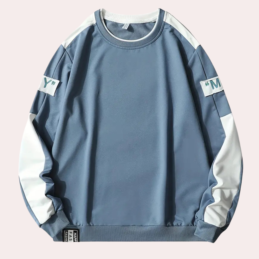 Sweatshirt für Herren Langarm Rundhals Modernes Design mit Logo und Kontrastärmeln