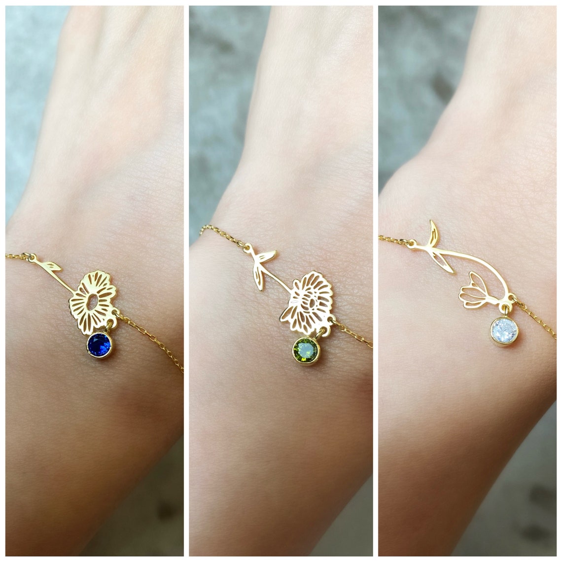 Armband mit Geburtsblumen - Armband mit Geburtssteinen