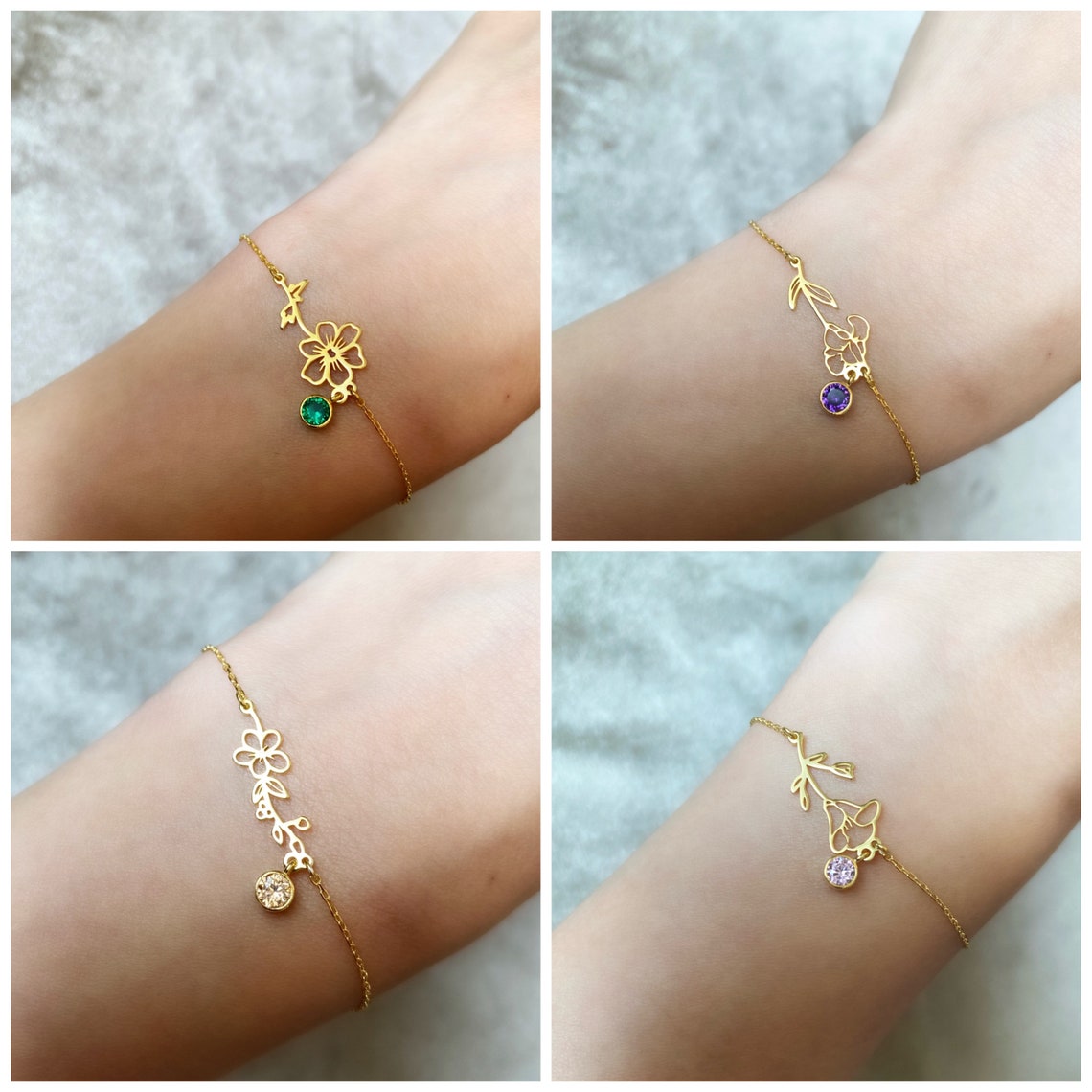 Armband mit Geburtsblumen - Armband mit Geburtssteinen