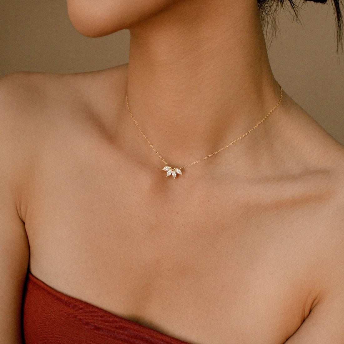 Halskette mit Marquise-Diamanten - Marquise-Steineinsatz