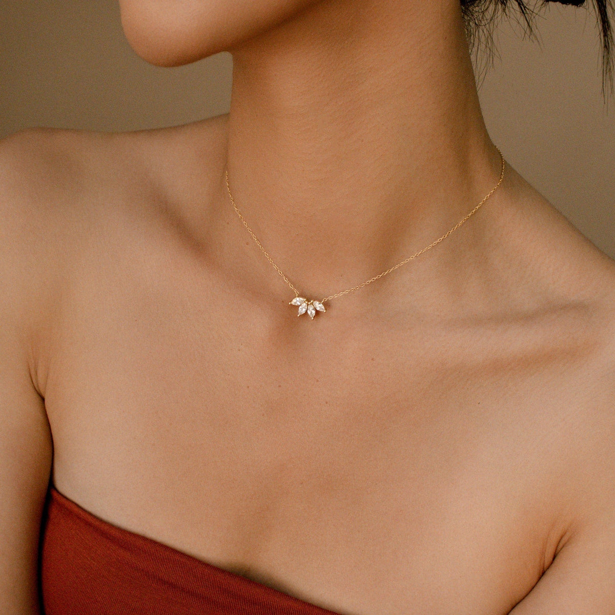 Halskette mit Marquise-Diamanten - Marquise-Steineinsatz
