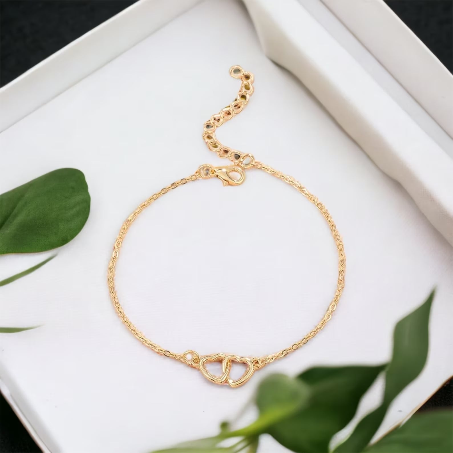 Einfache Herzfußkette - Fußkette mit Herzmotiven