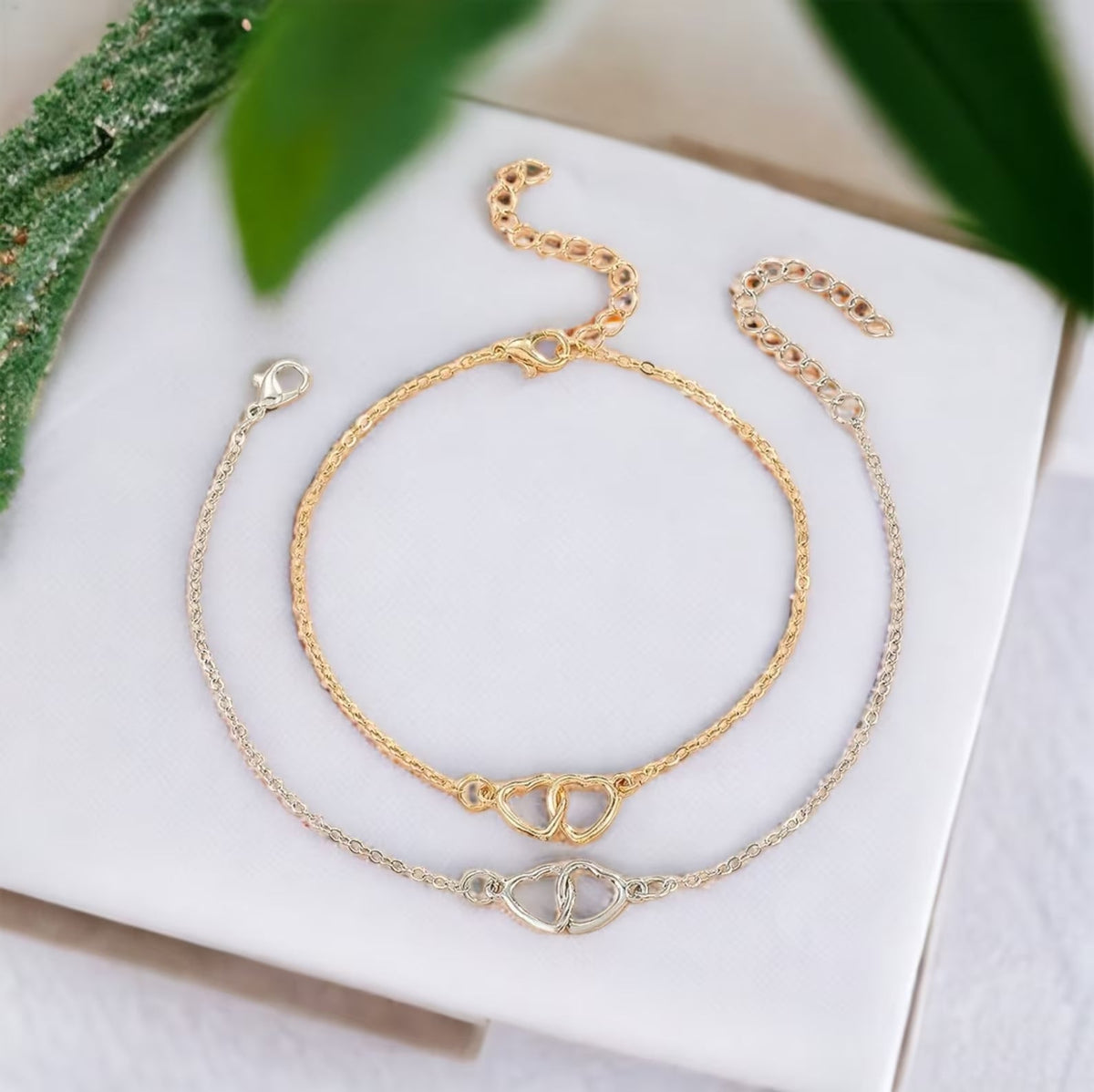 Einfache Herzfußkette - Fußkette mit Herzmotiven