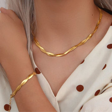 Alina – Elegantes, geflochtenes Halsketten- und Armbandset