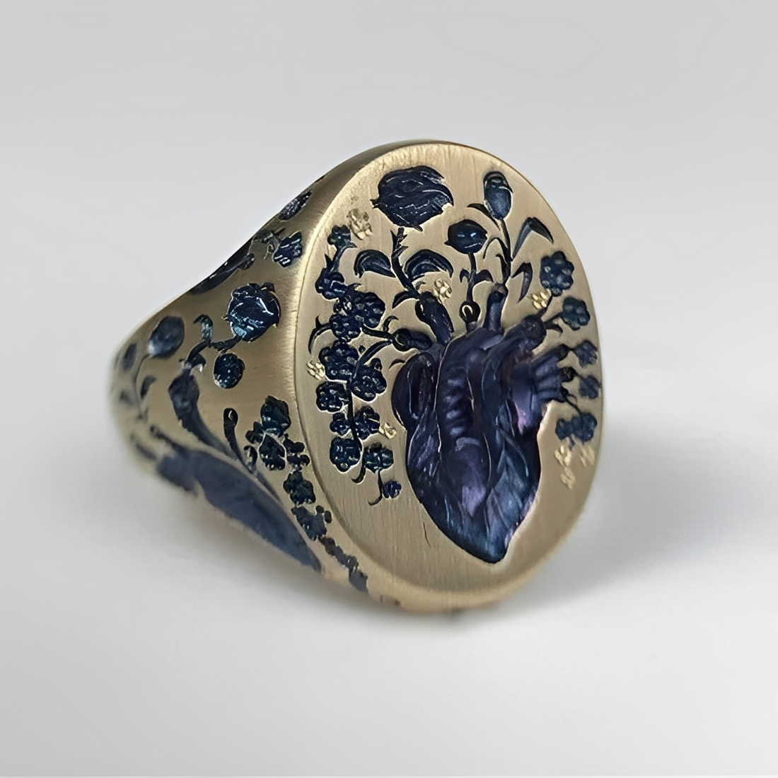 Han – Vintage Goldring mit floralen Motiven