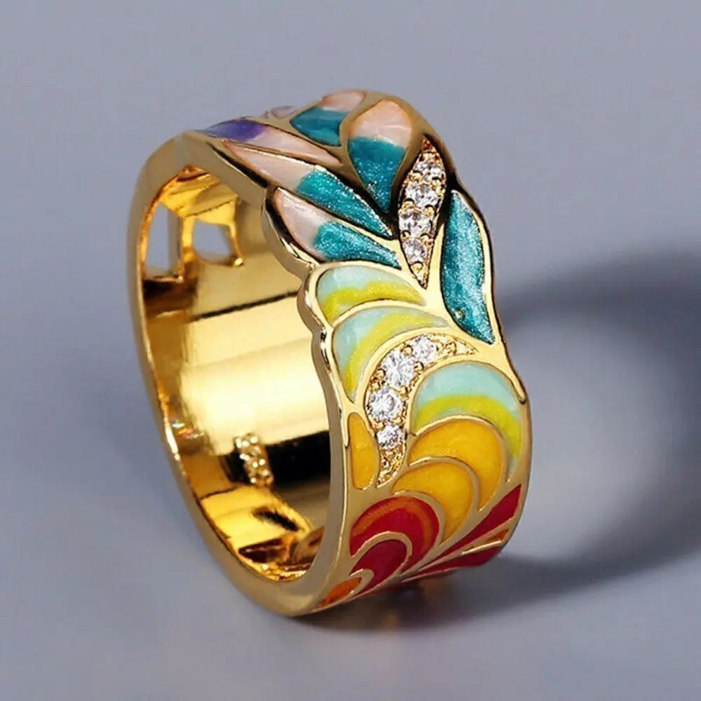 Isolde – Ring mit von Hand gemalten Blumen