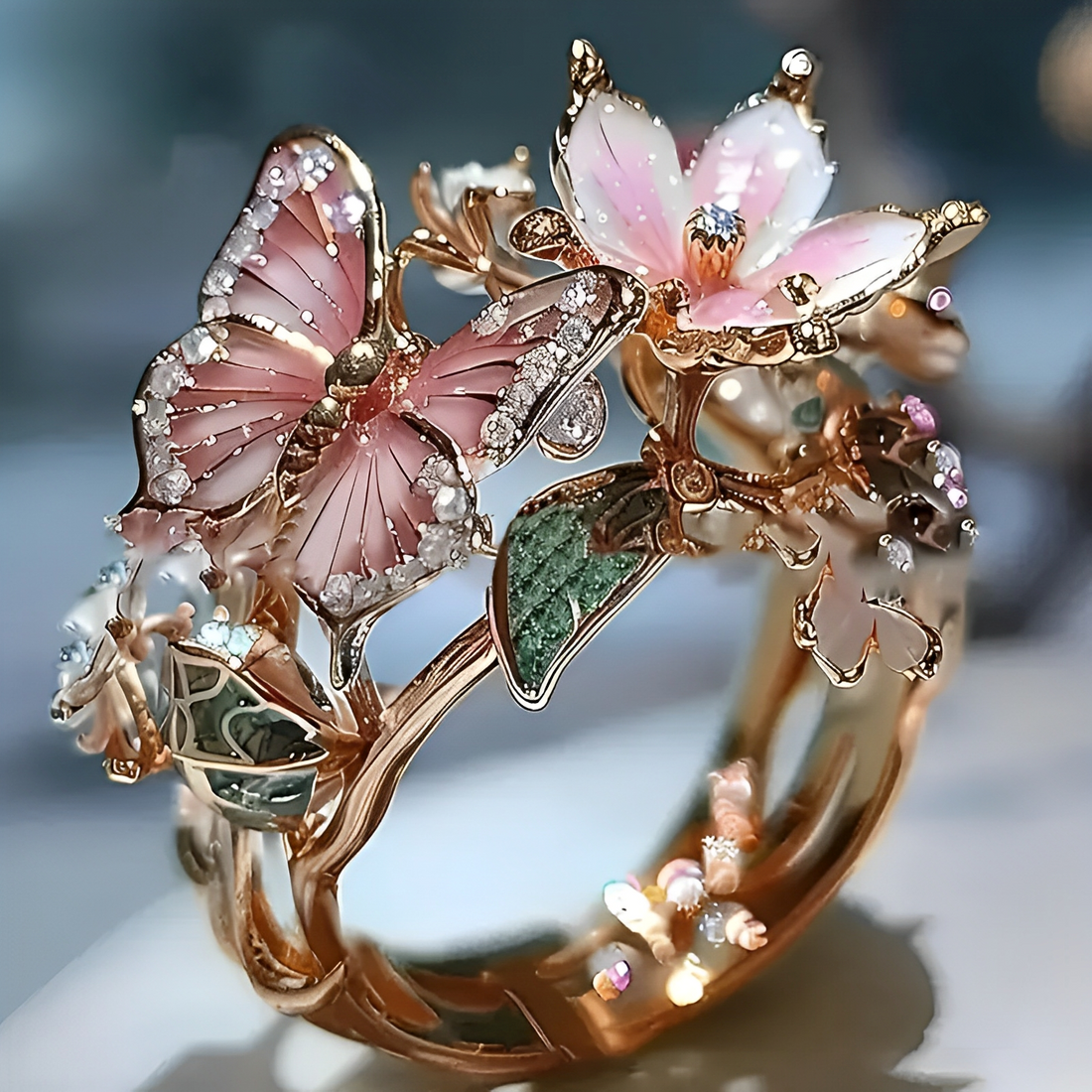 Meliora – Glänzender Schmetterlingsring mit Zirkonia