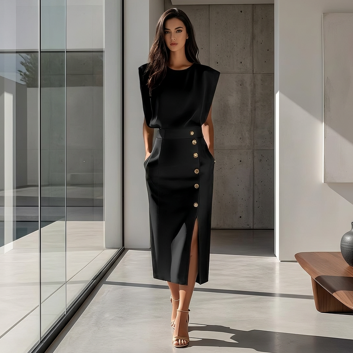Daniela - Schickes Midikleid mit Schlitz