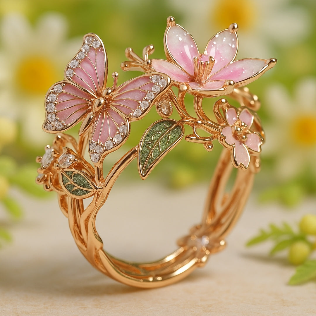 Meliora – Glänzender Schmetterlingsring mit Zirkonia