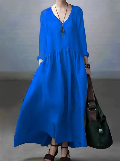 Lindy - Lockeres und legeres Kleid mit V-Ausschnitt für Frauen