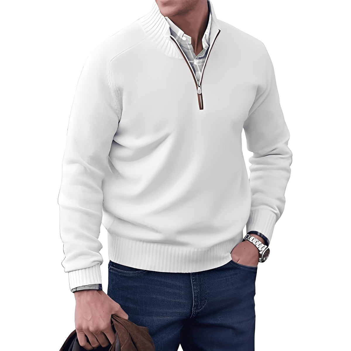 Kian - Zeitgemäßer Herrenpullover mit nützlichem Reißverschluss