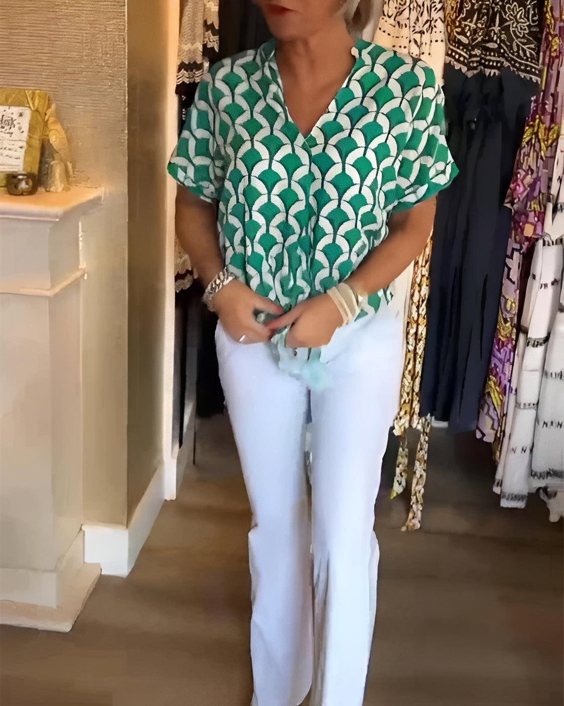 Leona - Elegantes Oberteil mit Druck für Frauen