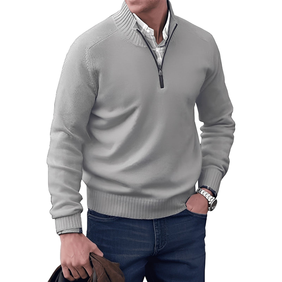 Kian - Zeitgemäßer Herrenpullover mit nützlichem Reißverschluss