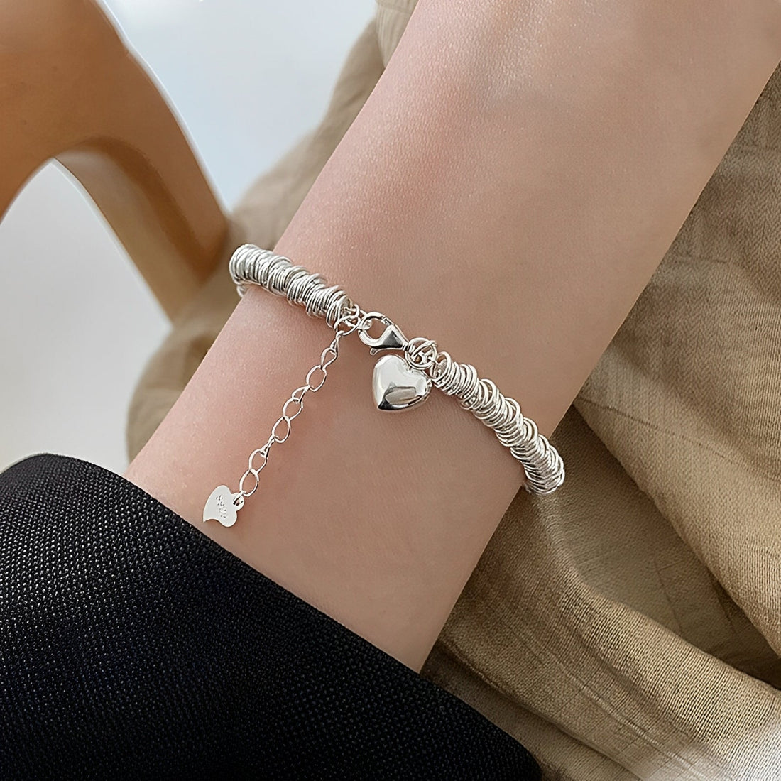 Marie – Stilvolles Silberarmband mit Herz