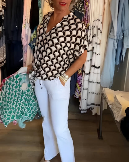 Leona - Elegantes Oberteil mit Druck für Frauen
