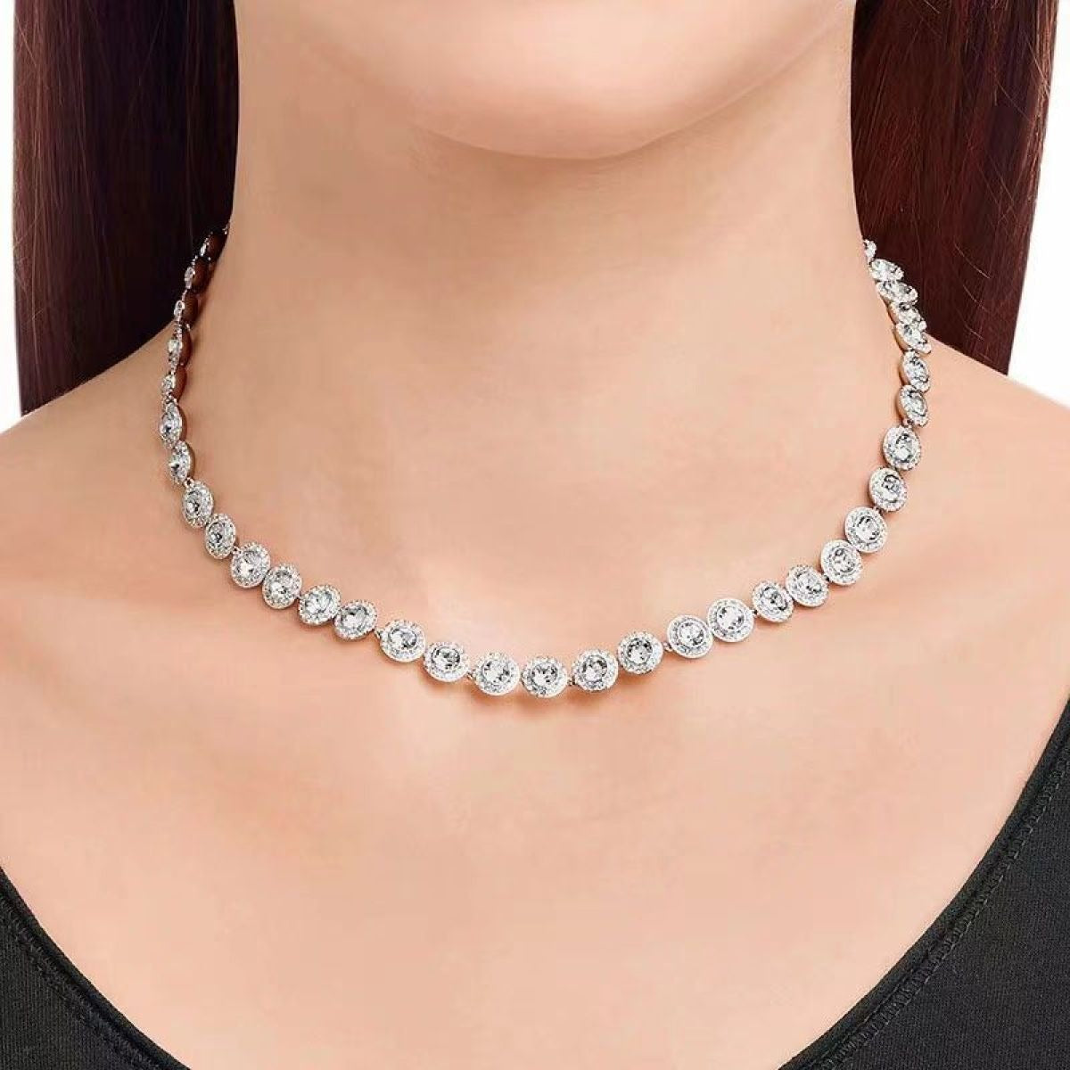 Victoria – Kette und Armband mit schimmerndem runden Knopf