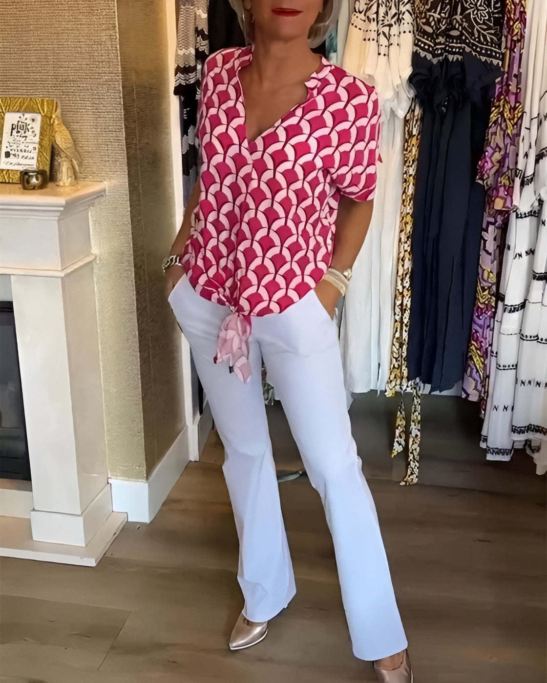 Leona - Elegantes Oberteil mit Druck für Frauen