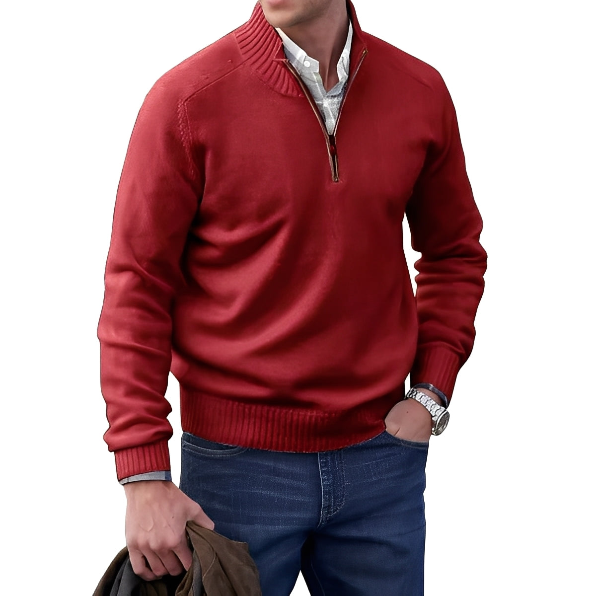 Jeremy - Zeitgemäßer Herrenpullover mit Reißverschluss