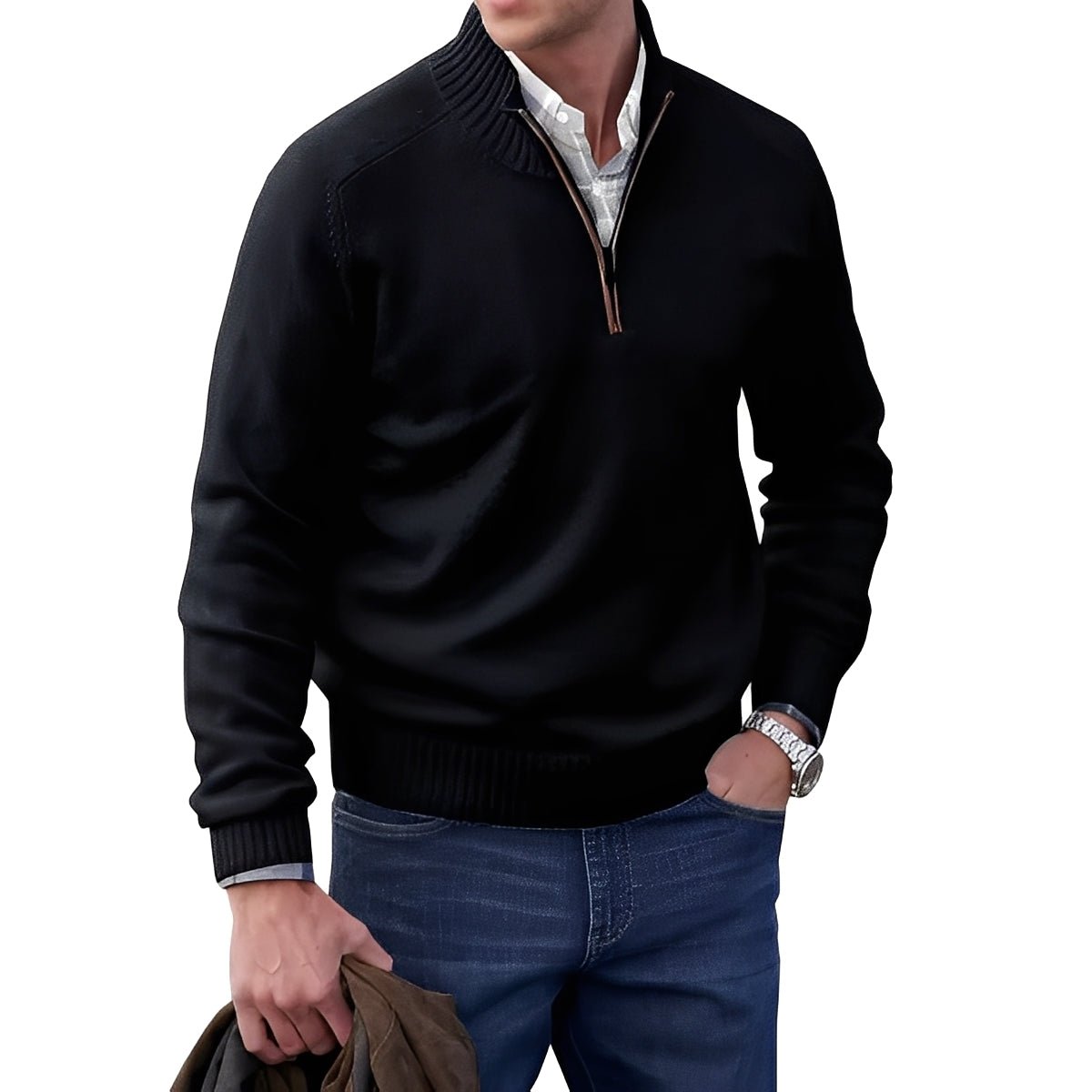Jeremy - Zeitgemäßer Herrenpullover mit Reißverschluss