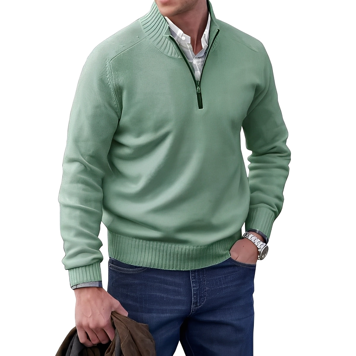 Jeremy - Zeitgemäßer Herrenpullover mit Reißverschluss