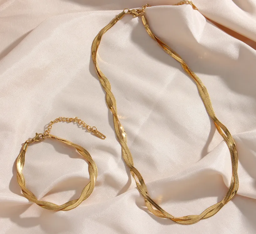 Alina – Elegantes, geflochtenes Halsketten- und Armbandset