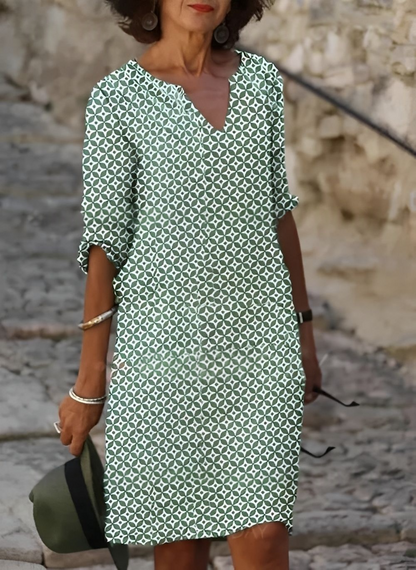 Kristina - Elegantes Midi-Kleid mit halblangen Ärmeln für Frauen