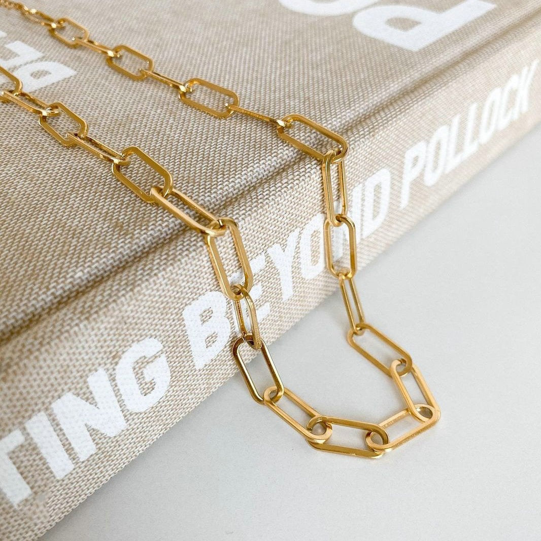 Lena – Paperclip-Halskette in 18K Gold