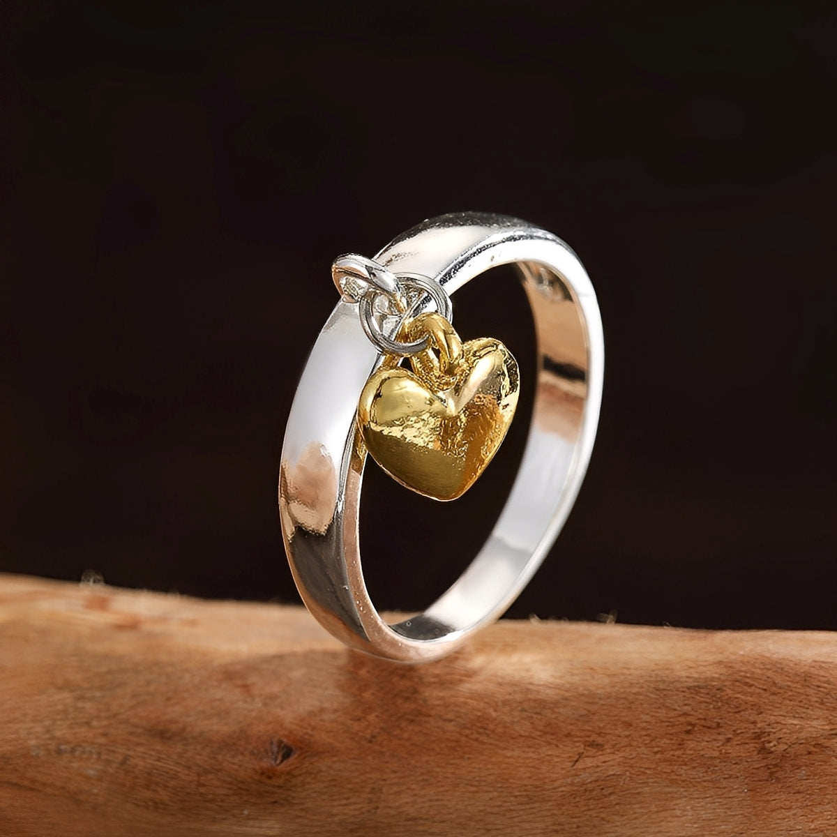 Maelie – Silberring mit beweglichem Herz im Vintage-Design