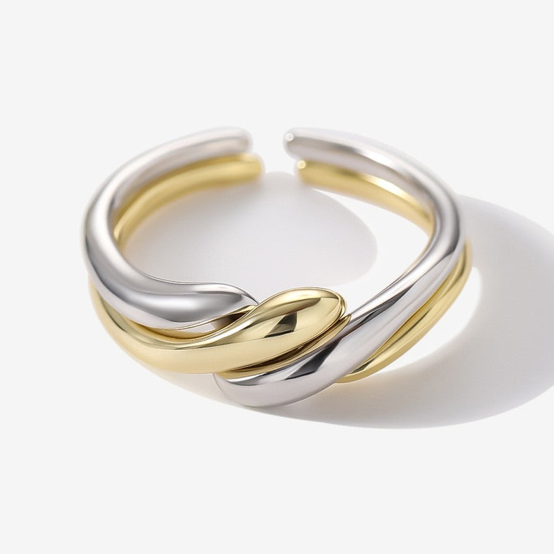Elaine – S925 Silberring mit asymmetrischer Wasserwelle