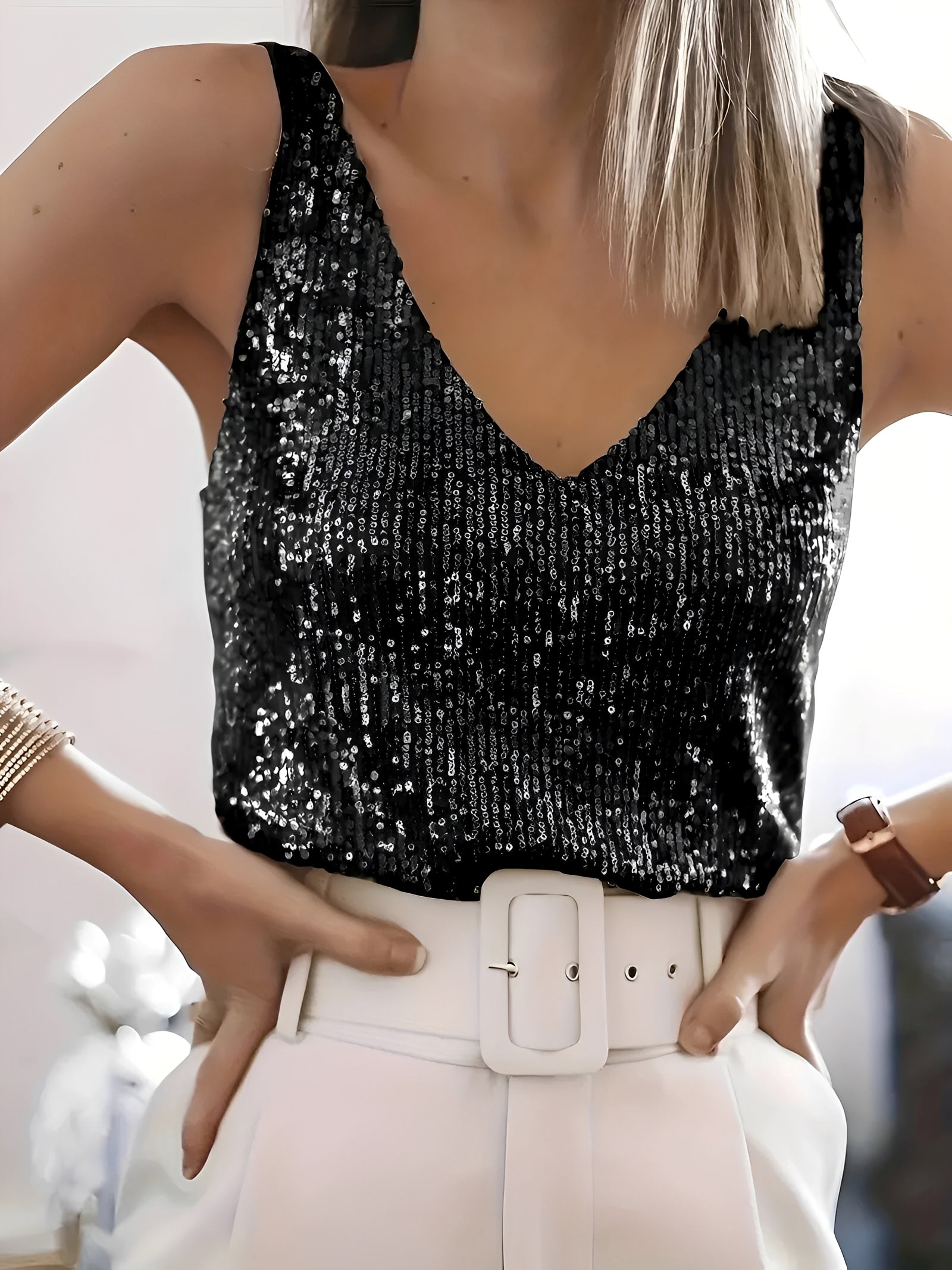 Teresa - Ärmelloses Top mit Pailletten für Damen