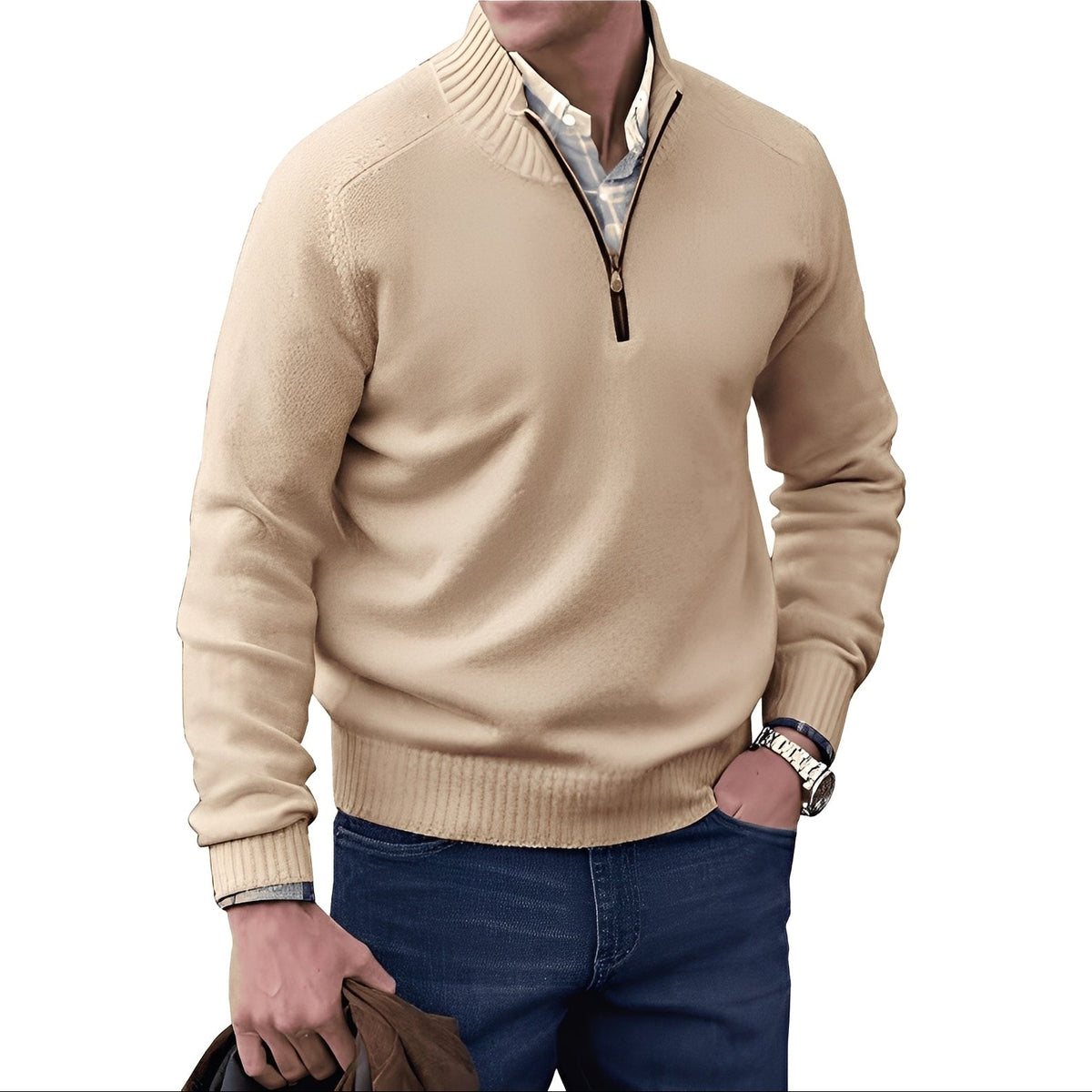 Kian - Zeitgemäßer Herrenpullover mit nützlichem Reißverschluss