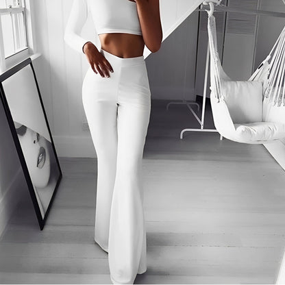 Jennifer - Ausgestellte, lässige und elastische Hose mit hoher Taille für Frauen