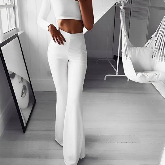 Jennifer - Ausgestellte, lässige und elastische Hose mit hoher Taille für Frauen