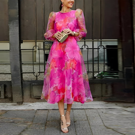 Shelley - Elegantes Midi-Kleid mit Blumenmuster für Frauen
