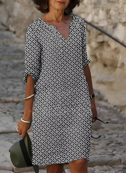 Kristina - Elegantes Midi-Kleid mit halblangen Ärmeln für Frauen