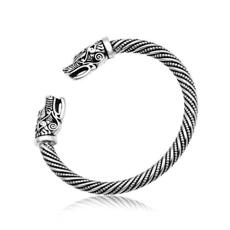 Ragnar – Wikingerarmband im antiken Silberstil für Männer