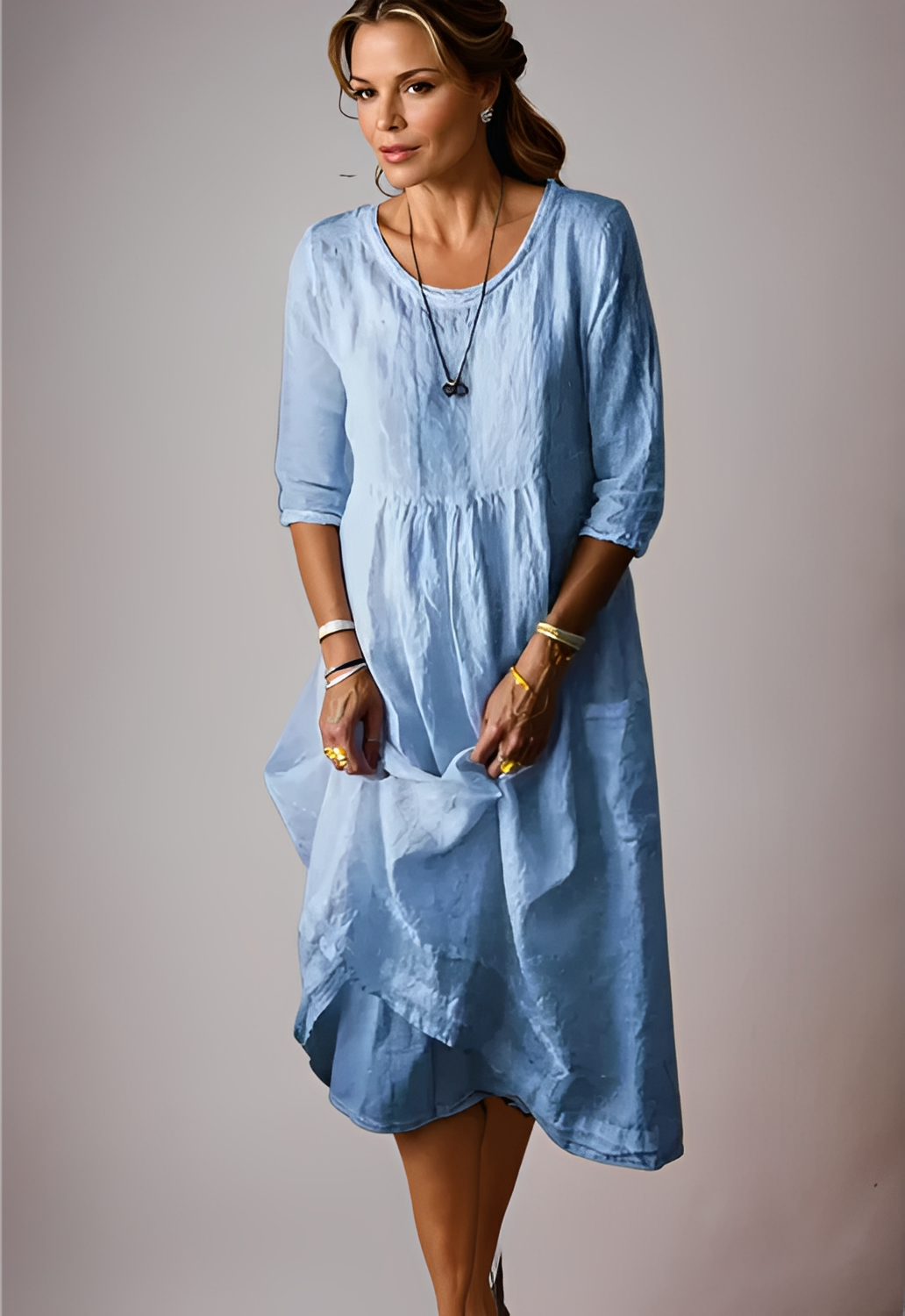 Hazel - Lockeres Kleid mit 3/4-Ärmeln für Damen