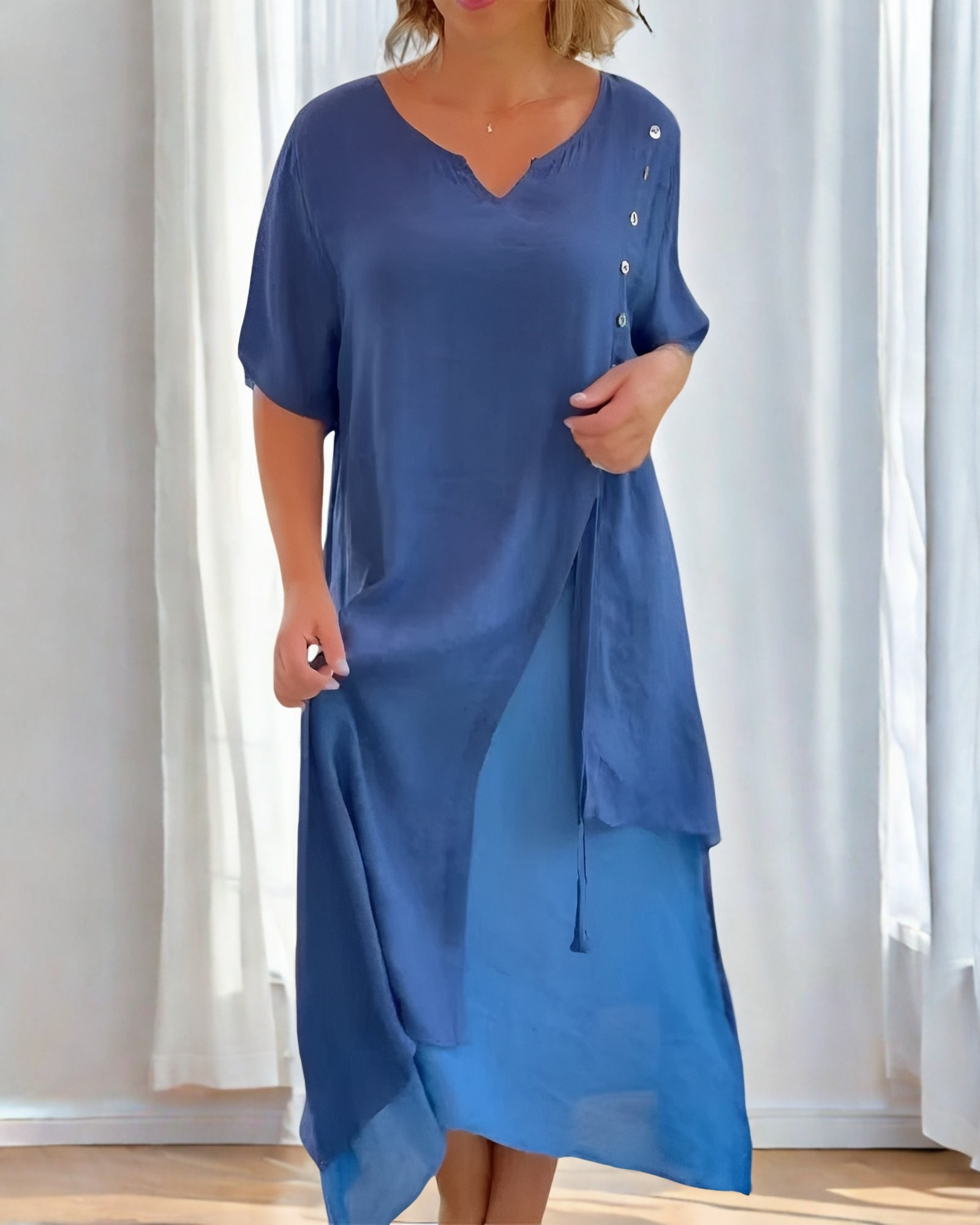 Bonnie - Elegantes und lockeres Kleid mit Knöpfen für Frauen
