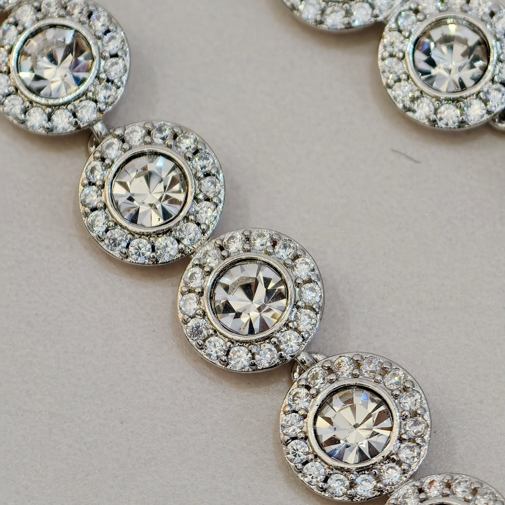 Victoria – Kette und Armband mit schimmerndem runden Knopf