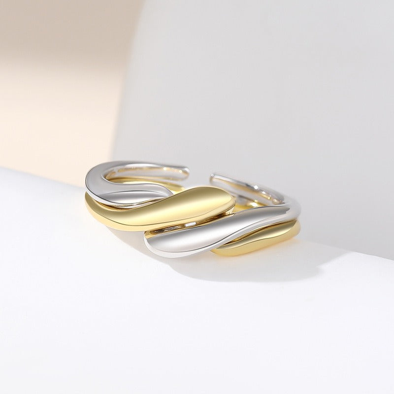 Elaine – S925 Silberring mit asymmetrischer Wasserwelle