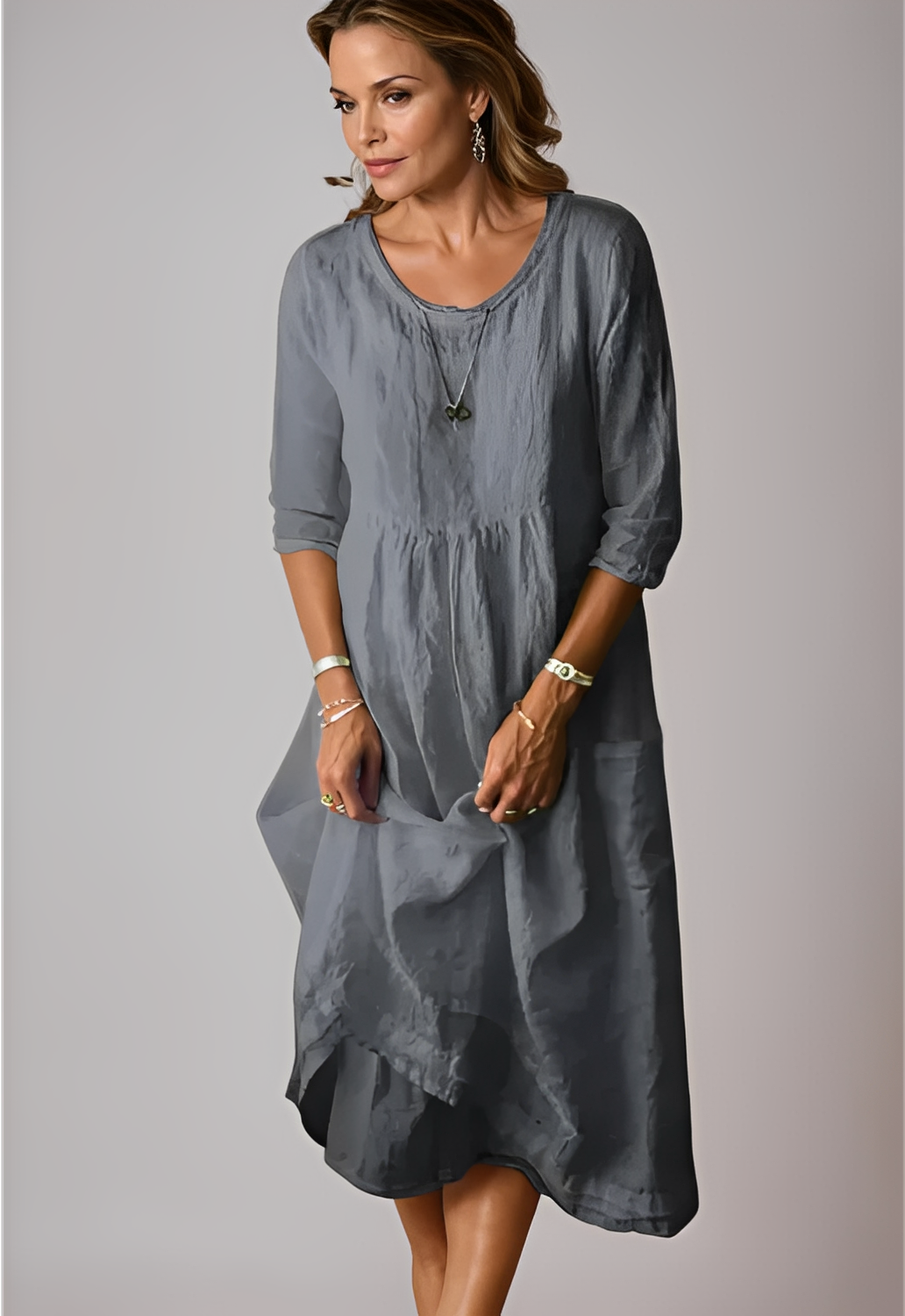 Hazel - Lockeres Kleid mit 3/4-Ärmeln für Damen