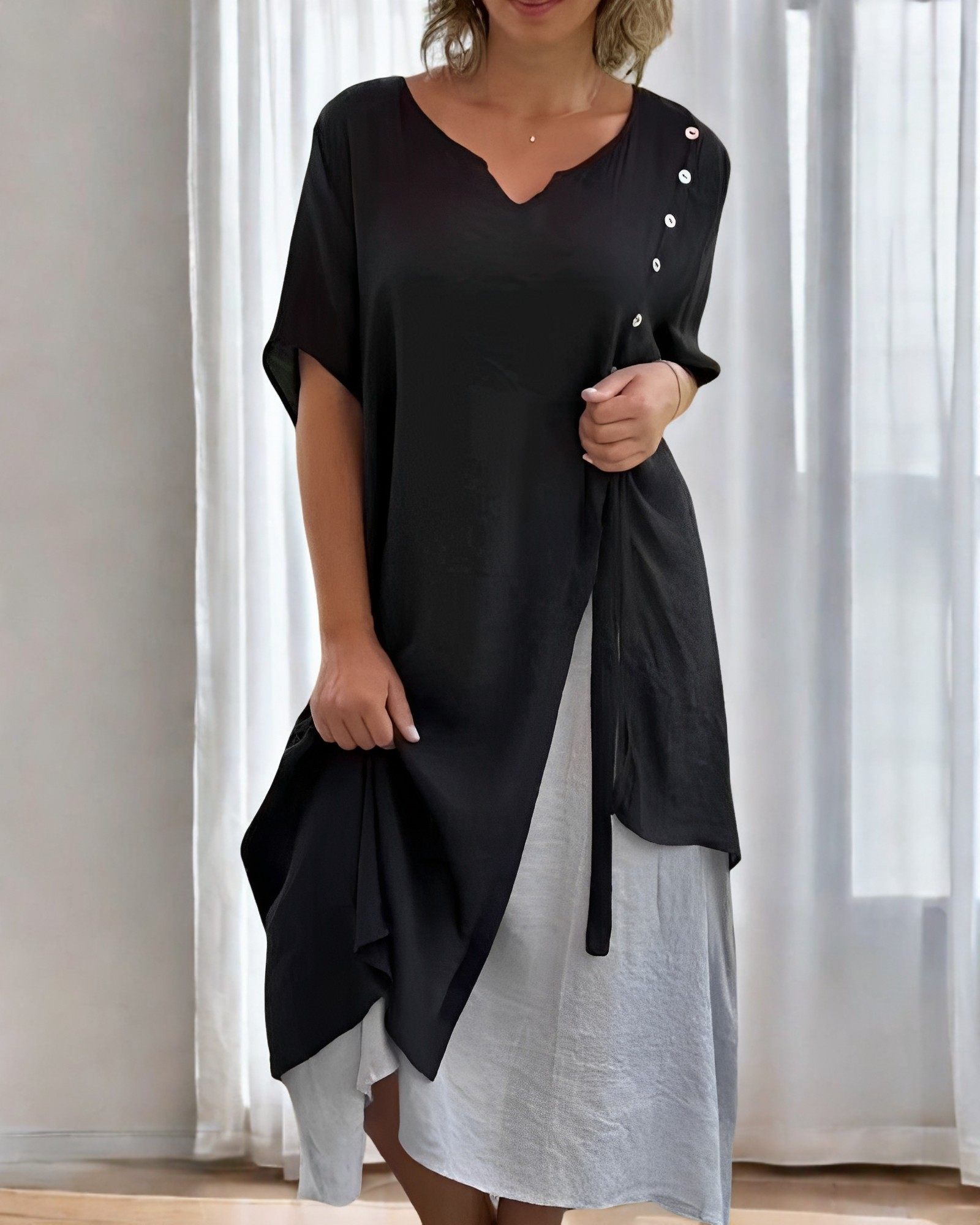 Bonnie - Elegantes und lockeres Kleid mit Knöpfen für Frauen