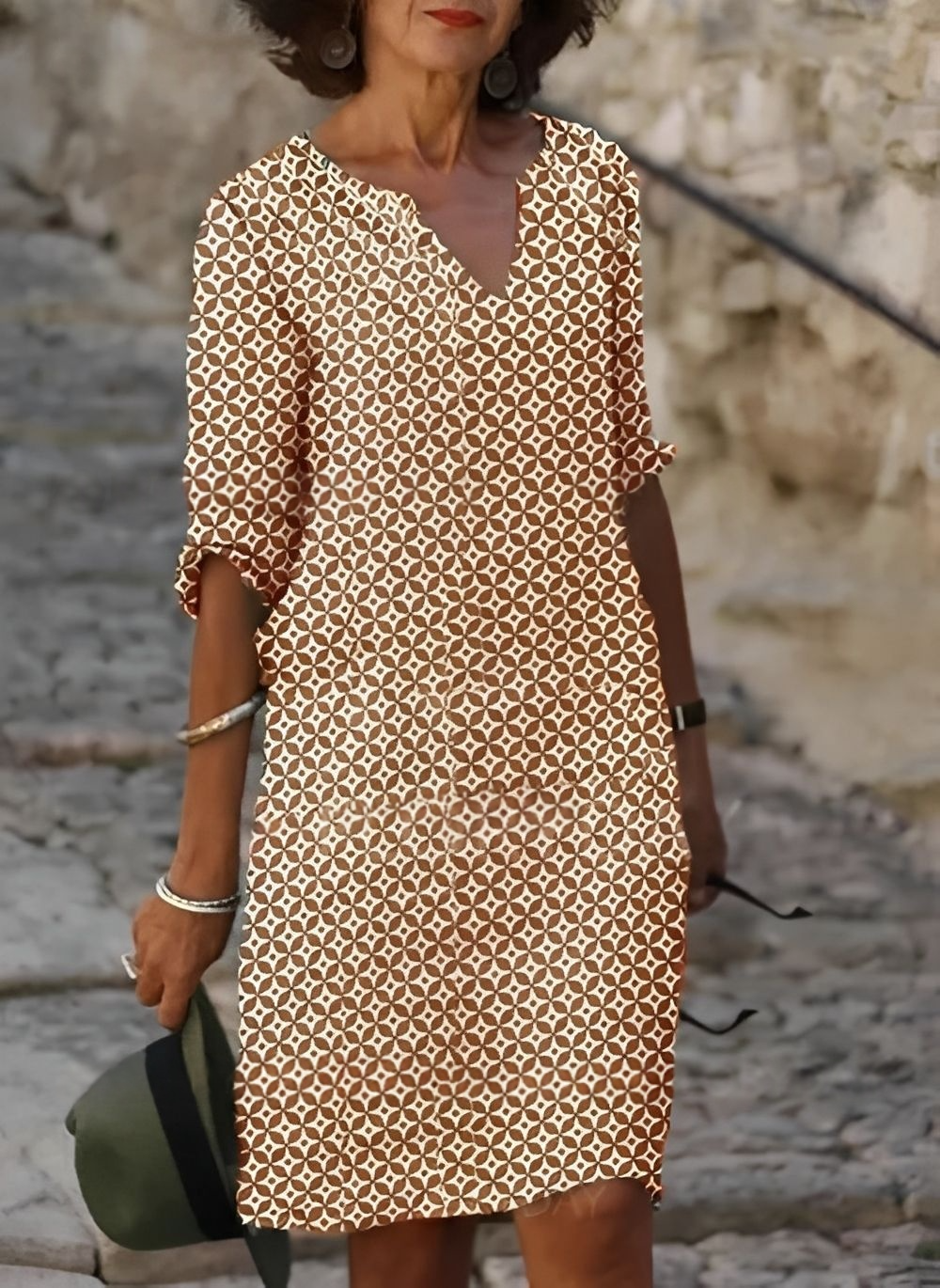Kristina - Elegantes Midi-Kleid mit halblangen Ärmeln für Frauen
