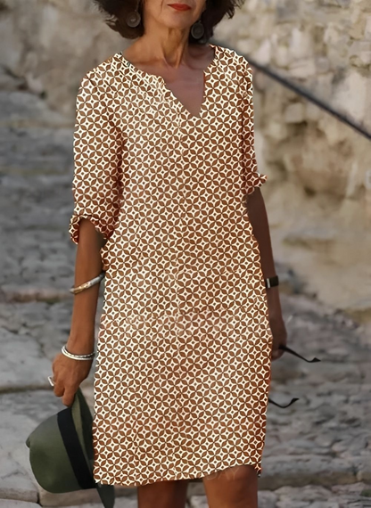 Kristina - Elegantes Midi-Kleid mit halblangen Ärmeln für Frauen