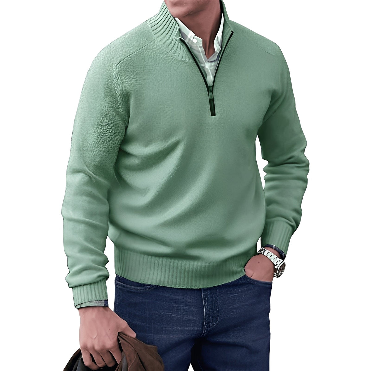 Kian - Zeitgemäßer Herrenpullover mit nützlichem Reißverschluss