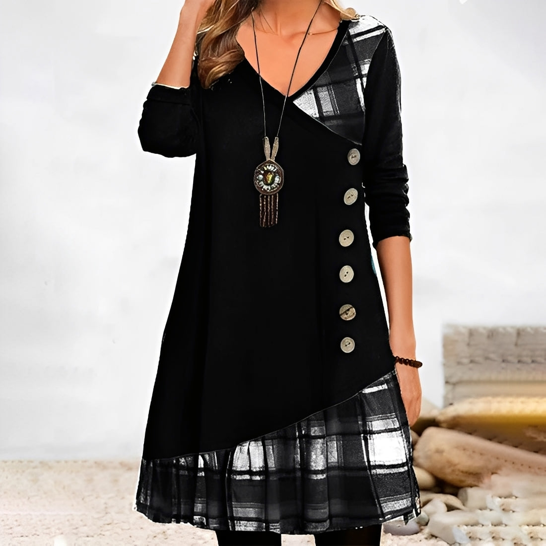 Shawnee - Freizeitkleid mit Patchwork-Design und Karos für Damen