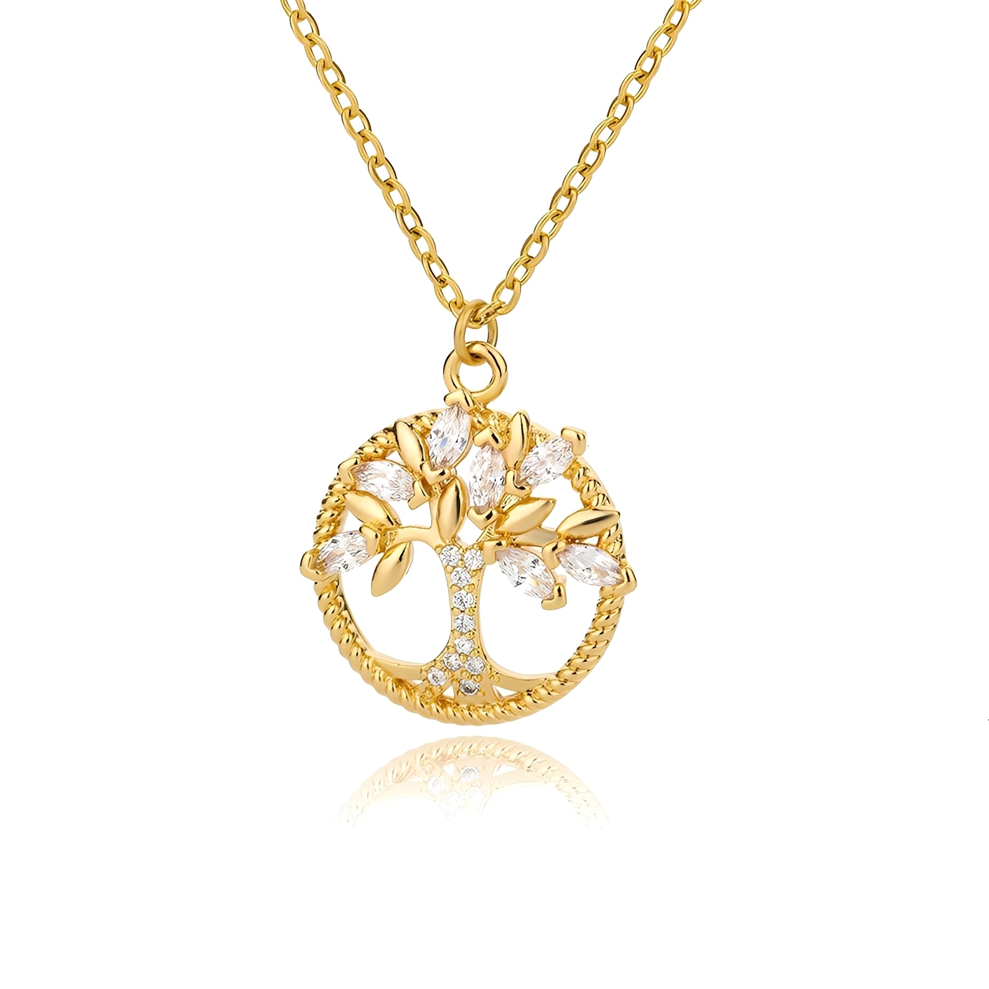 Toshi – Halskette Lebensbaum aus Gold mit Zirkonia