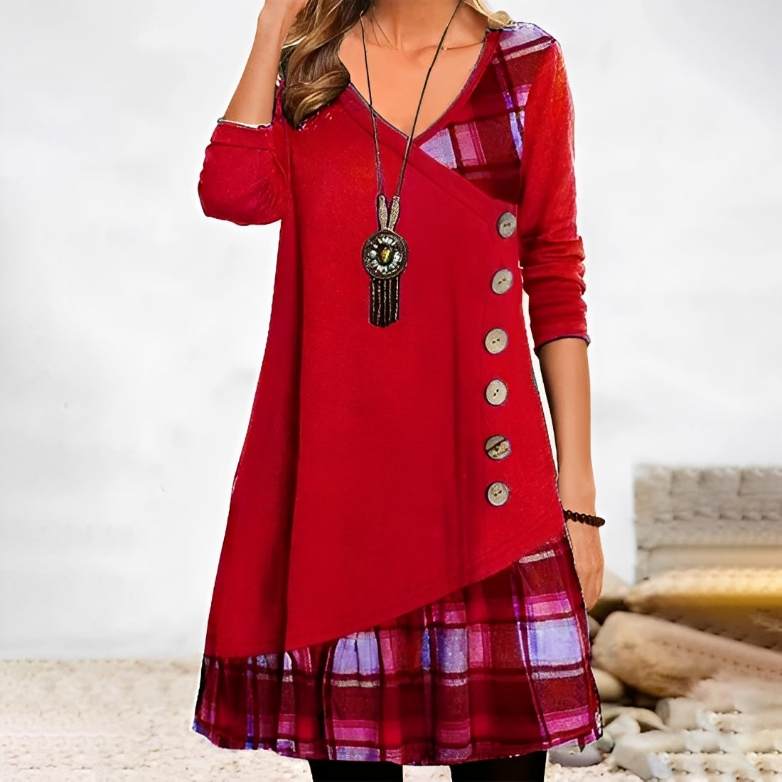 Shawnee - Freizeitkleid mit Patchwork-Design und Karos für Damen