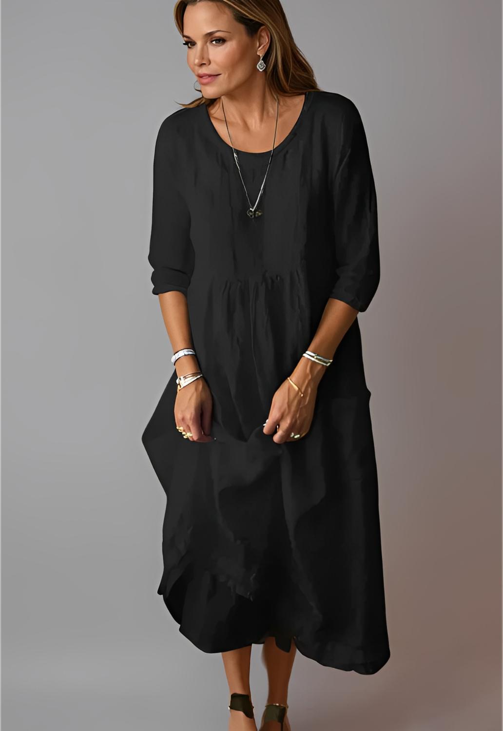 Hazel - Lockeres Kleid mit 3/4-Ärmeln für Damen
